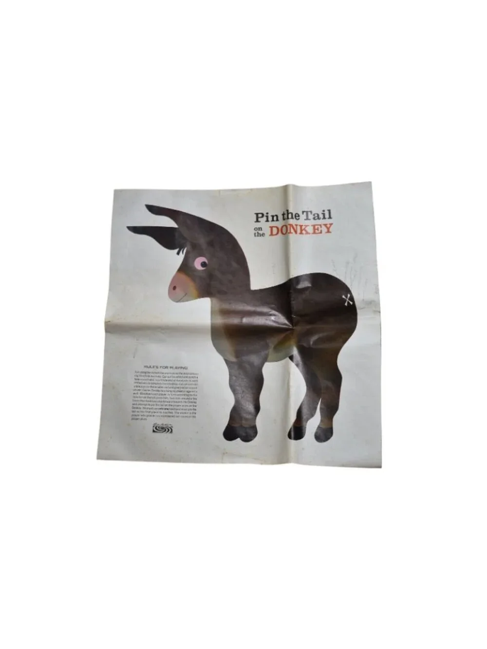 Vintage 1960s Pin The tail On the Donkey Game - Old Games, Kid's Party Game- Chi